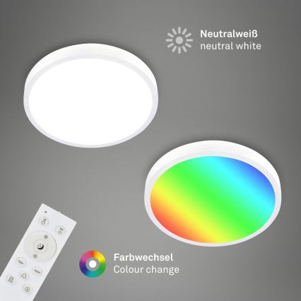 Briloner 3709-016 - LED RGBW Димируем плафон LED/22W/230V 4000K Ø 38 см бял + дистанционно управление