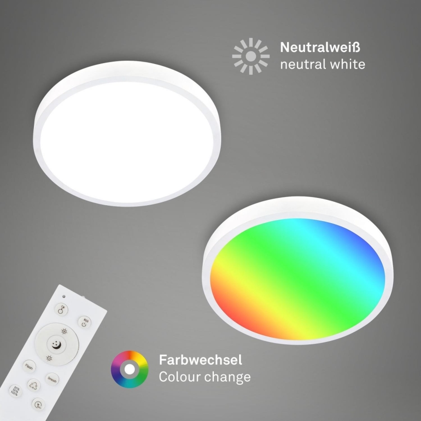 Briloner 3709-016 - LED RGBW Димируем плафон LED/22W/230V 4000K Ø 38 см бял + дистанционно управление