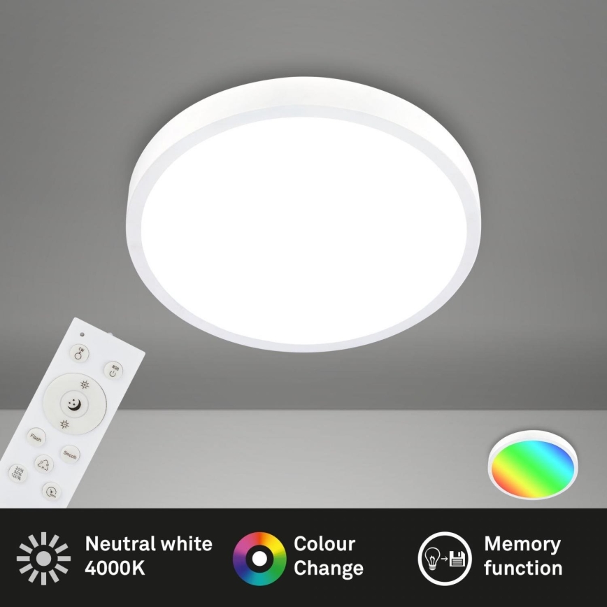 Briloner 3709-016 - LED RGBW Димируем плафон LED/22W/230V 4000K Ø 38 см бял + дистанционно управление