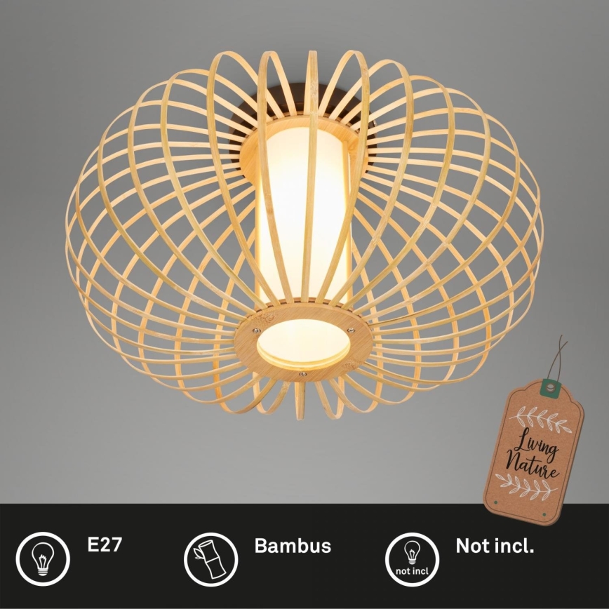 Briloner 3759011 - Плафон 1xE27/10W/230V Ø 40 см бамбук