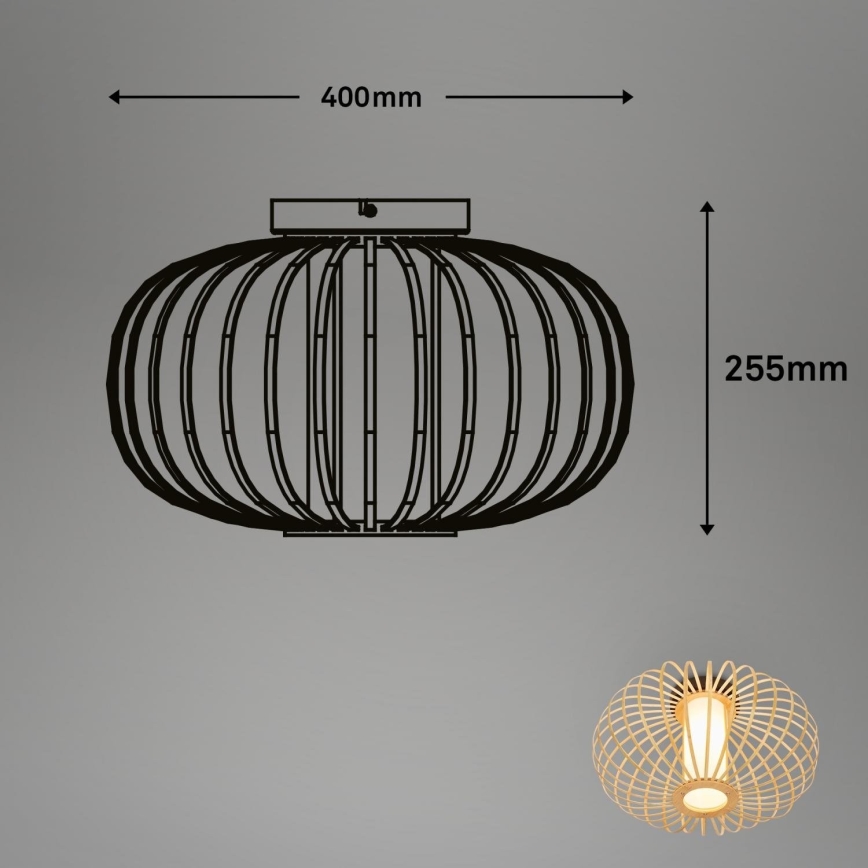 Briloner 3759011 - Плафон 1xE27/10W/230V Ø 40 см бамбук