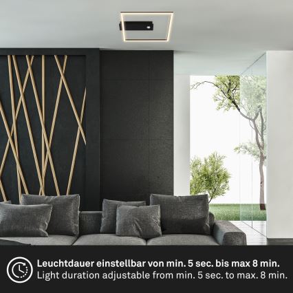 Briloner 3770-015 - LED Таванно осветително тяло с сензор за движение и сумрак FRAME LED/14W/230V 3000K 30x32 cm черно