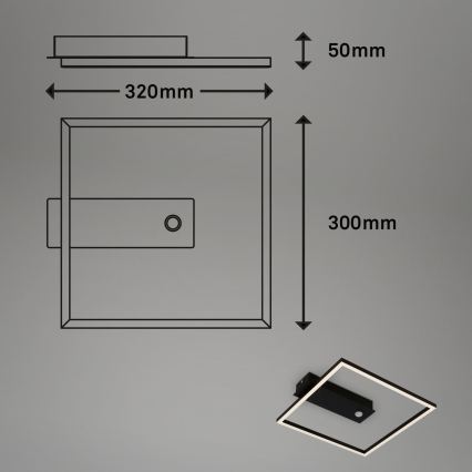 Briloner 3770-015 - LED Таванно осветително тяло с сензор за движение и сумрак FRAME LED/14W/230V 3000K 30x32 cm черно