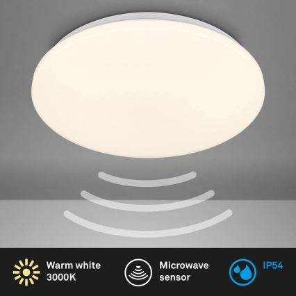 Briloner 3828-016 - LED таванно осветително тяло за баня с датчик за движение WALK LED/24W/230V IP54 Ø 35 cm бяло
