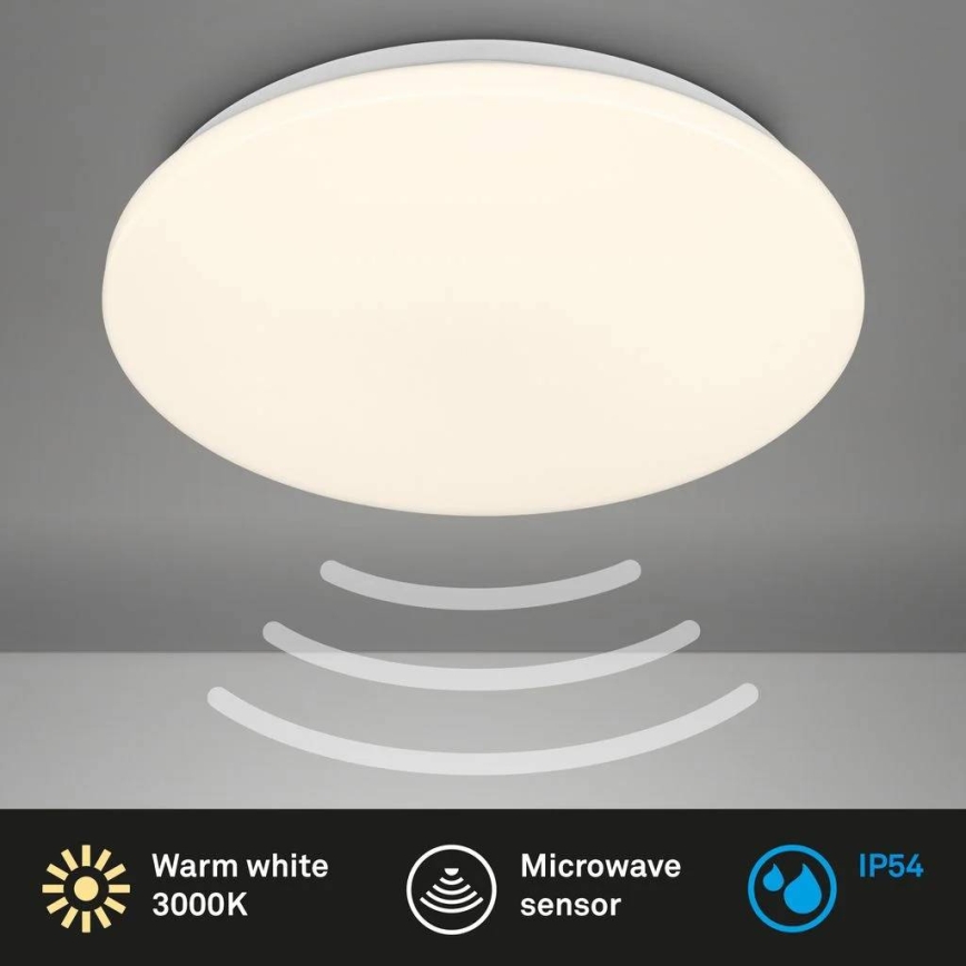 Briloner 3828-016 - LED таванно осветително тяло за баня с датчик за движение WALK LED/24W/230V IP54 Ø 35 cm бяло