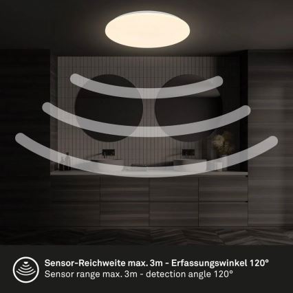 Briloner 3828-016 - LED таванно осветително тяло за баня с датчик за движение WALK LED/24W/230V IP54 Ø 35 cm бяло