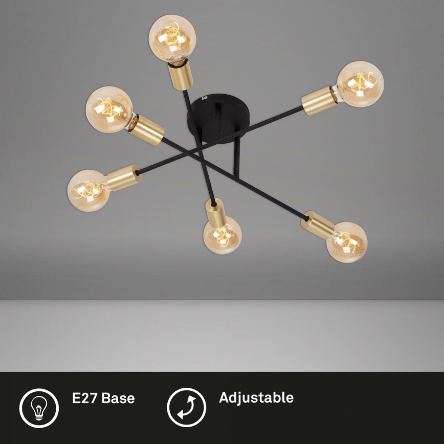 Briloner 3868-065 - Полилей за повърхностен монтаж BLACK STEEL 6xE27/60W/230V