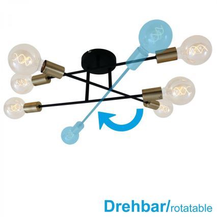 Briloner 3868-065 - Полилей за повърхностен монтаж BLACK STEEL 6xE27/60W/230V
