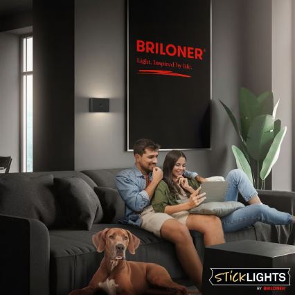 Briloner 3878015 - Презареждаема LED стенна лампа с сензор за движение и сумрак CHAT LED/3W/5V 2000 mAh, черна
