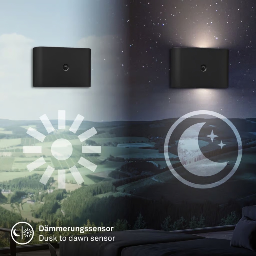 Briloner 3878015 - Презареждаема LED стенна лампа с сензор за движение и сумрак CHAT LED/3W/5V 2000 mAh, черна