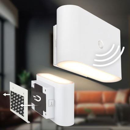 Briloner 3878016 - презареждаемо LED стенно осветително тяло със сензор за движение и за здрач CHAT LED/3W/5V 2000 mAh бяло