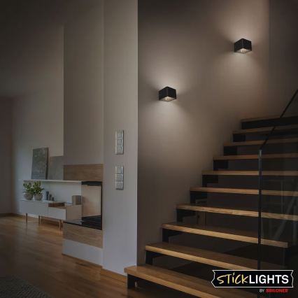 Briloner 3879015 - презареждаемо LED стенно осветително тяло с датчик за движение и за сумрак BORRA LED/1,5W/5V 3600 mAh черно