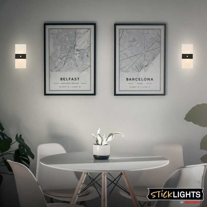 Briloner 3888015 - LED акумулаторна стенна лампа AURA с вграден сензор за движение и сумрак LED/2,5W/5V 1800 mAh черна