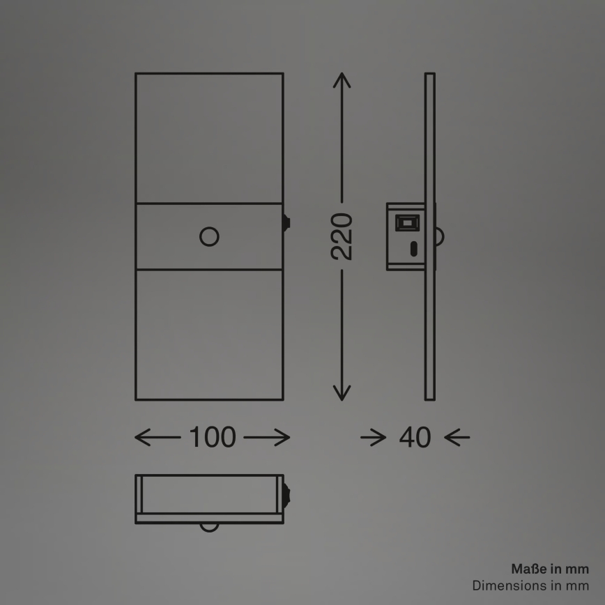 Briloner 3888015 - LED акумулаторна стенна лампа AURA с вграден сензор за движение и сумрак LED/2,5W/5V 1800 mAh черна