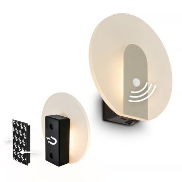 Briloner 3889012 - LED презареждаемо стенен осветител със сензор за движение и за здрач TARO LED/2,5W/5V 1800 mAh матов хром