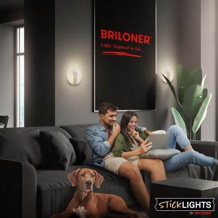 Briloner 3889012 - LED презареждаемо стенен осветител със сензор за движение и за здрач TARO LED/2,5W/5V 1800 mAh матов хром