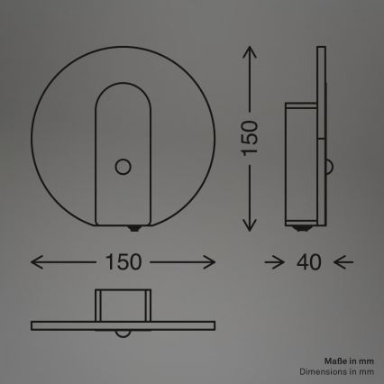 Briloner 3889012 - LED презареждаемо стенен осветител със сензор за движение и за здрач TARO LED/2,5W/5V 1800 mAh матов хром