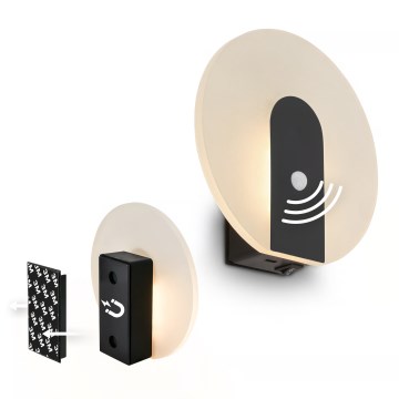 Briloner 3889015 - LED презареждаемо стенено осветително тяло с датчик за движение и здрач TARO LED/2,5W/5V 1800 mAh черно