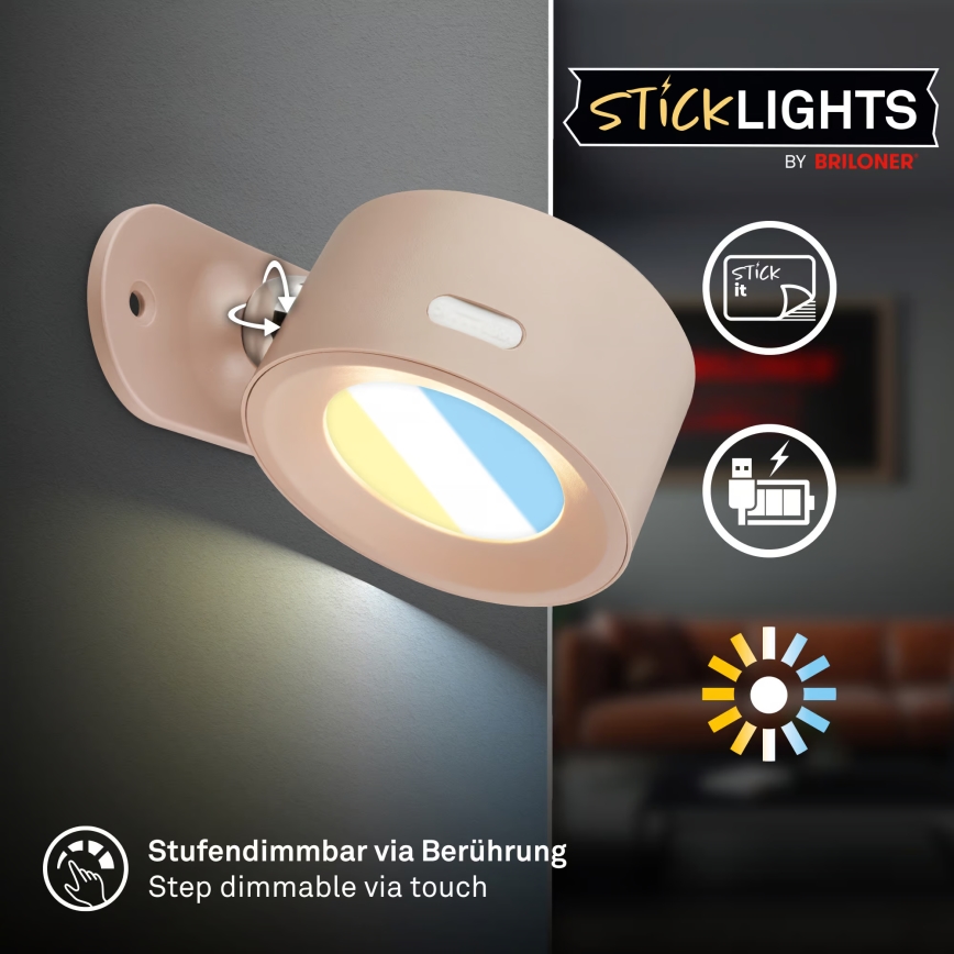 Briloner 3896011 - LED димируемо презареждаемо стеннo осветително тяло TARI LED/1,6W/5V 1500 mAh бежово
