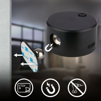 Briloner 3896015 - LED димируемо презареждащо се стенено осветително тяло TARI LED/1,6W/5V 1500 mAh черно