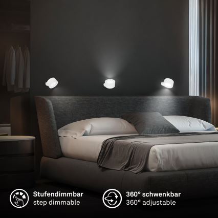 Briloner 3896016 - Димируема презареждаема стенна LED лампа TARI LED/1,6W/5V 1500 mAh бяла