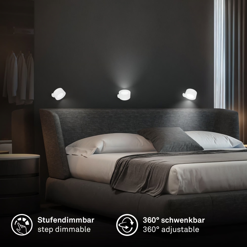 Briloner 3896016 - Димируема презареждаема стенна LED лампа TARI LED/1,6W/5V 1500 mAh бяла