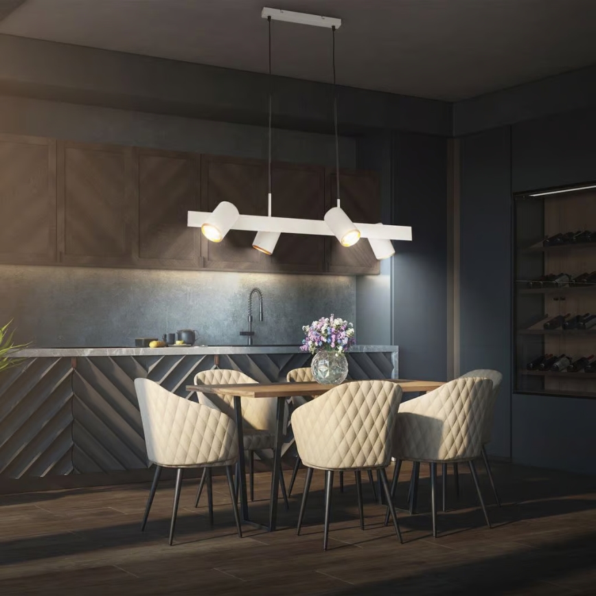 Briloner 4058044 - Полилей на кабел ERA 4xGU10/10W/230V кремав