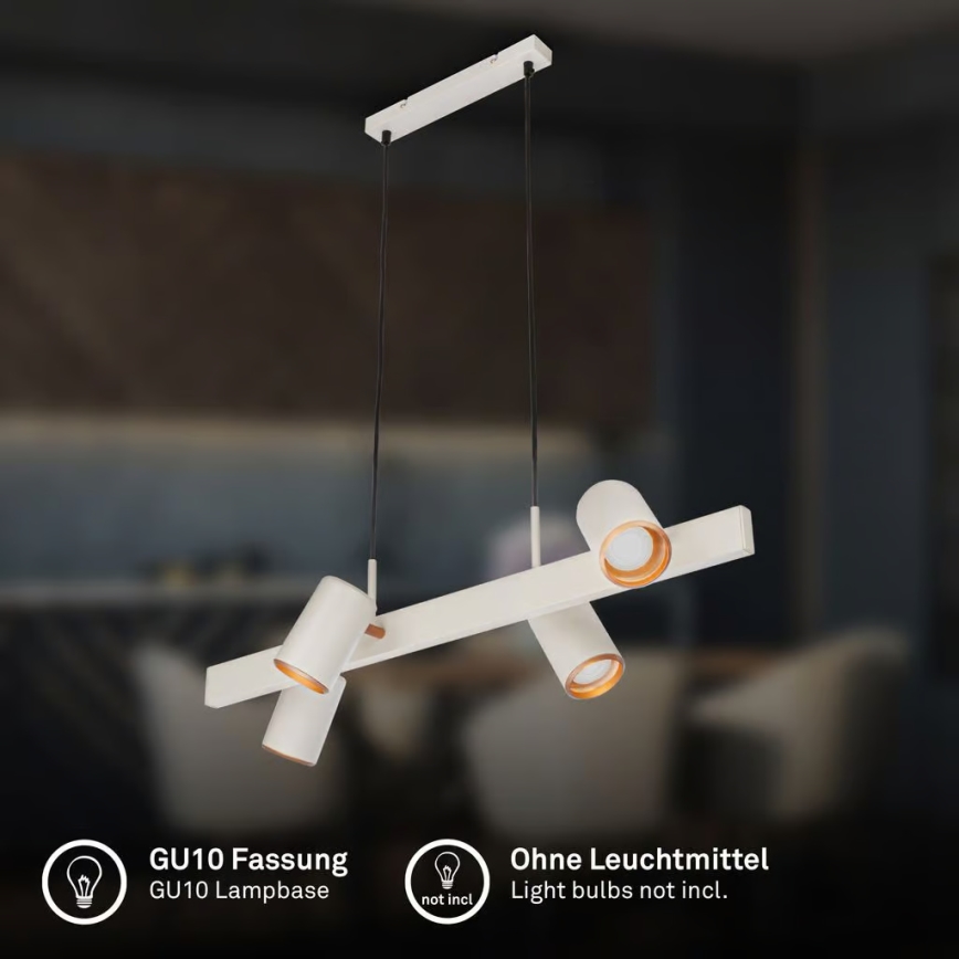 Briloner 4058044 - Полилей на кабел ERA 4xGU10/10W/230V кремав