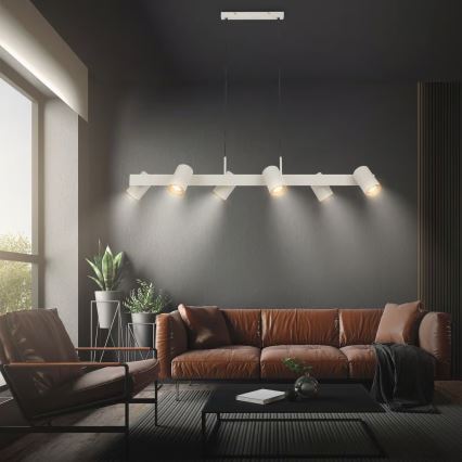 Briloner 4058064 - Висящ полилей на кабел ERA 6xGU10/10W/230V кремав