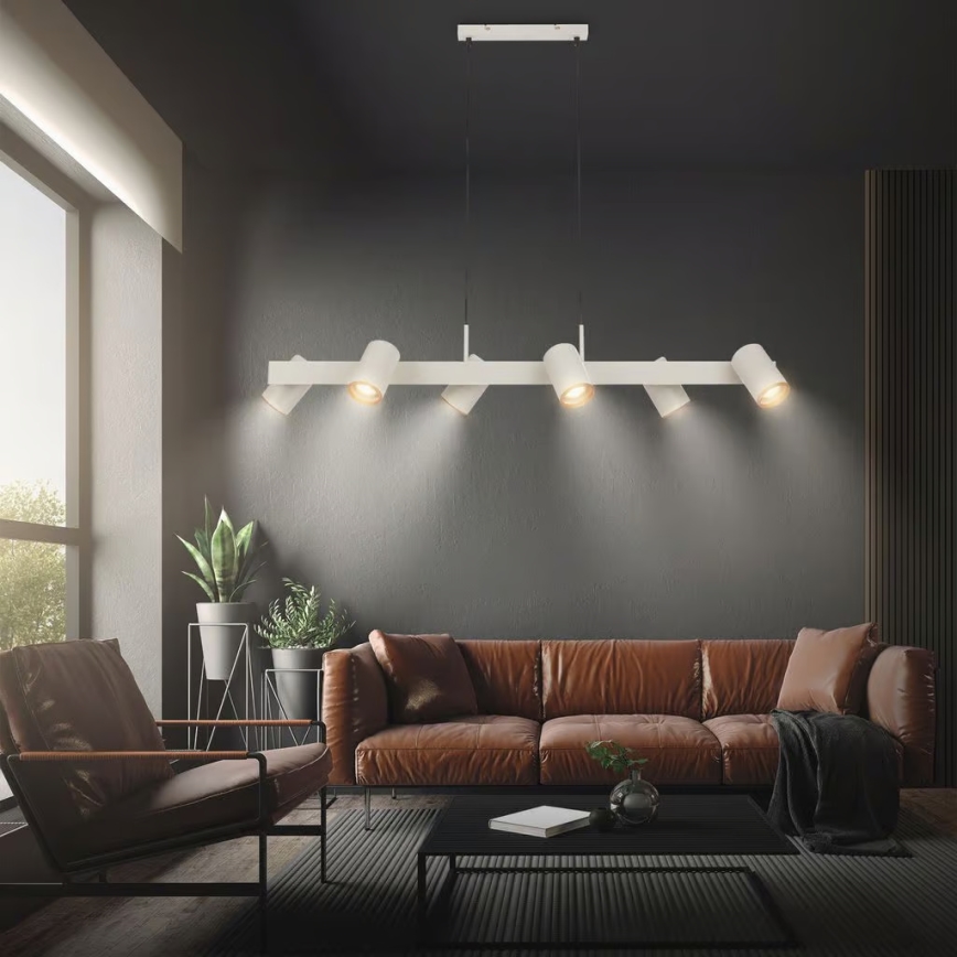 Briloner 4058064 - Висящ полилей на кабел ERA 6xGU10/10W/230V кремав