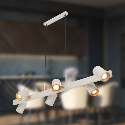 Briloner 4058064 - Висящ полилей на кабел ERA 6xGU10/10W/230V кремав