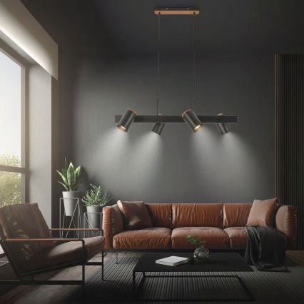 Briloner 4059045 - Полилей на кабел ERA 4xGU10/10W/230V черен