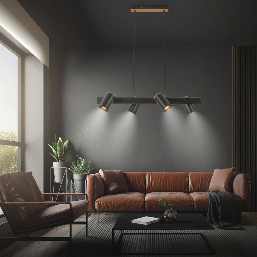 Briloner 4059045 - Полилей на кабел ERA 4xGU10/10W/230V черен