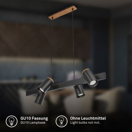 Briloner 4059045 - Полилей на кабел ERA 4xGU10/10W/230V черен