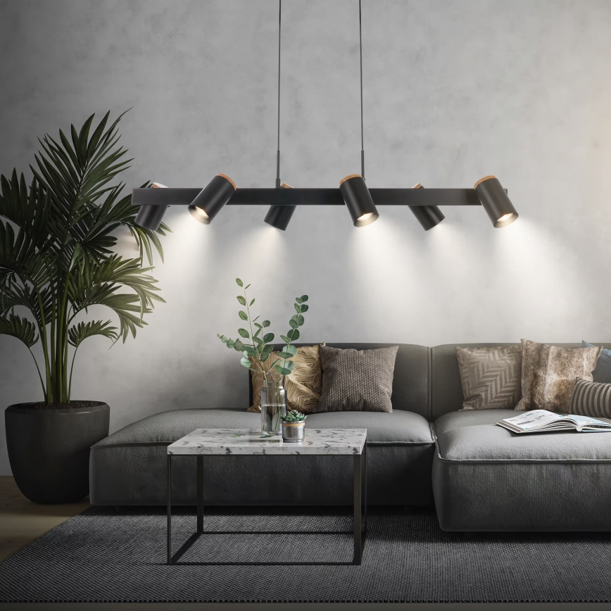 Briloner 4059065 - Полилей с кабелно окачване ERA 6xGU10/10W/230V, черен