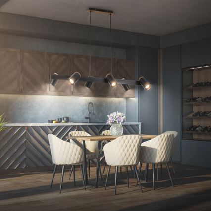 Briloner 4059065 - Полилей с кабелно окачване ERA 6xGU10/10W/230V, черен