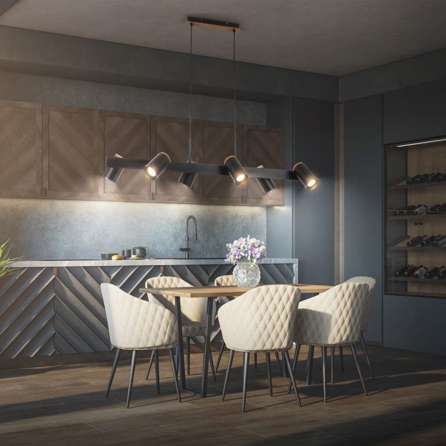 Briloner 4059065 - Полилей с кабелно окачване ERA 6xGU10/10W/230V, черен