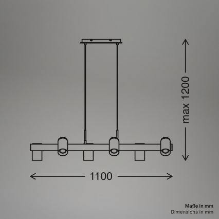 Briloner 4059065 - Полилей с кабелно окачване ERA 6xGU10/10W/230V, черен