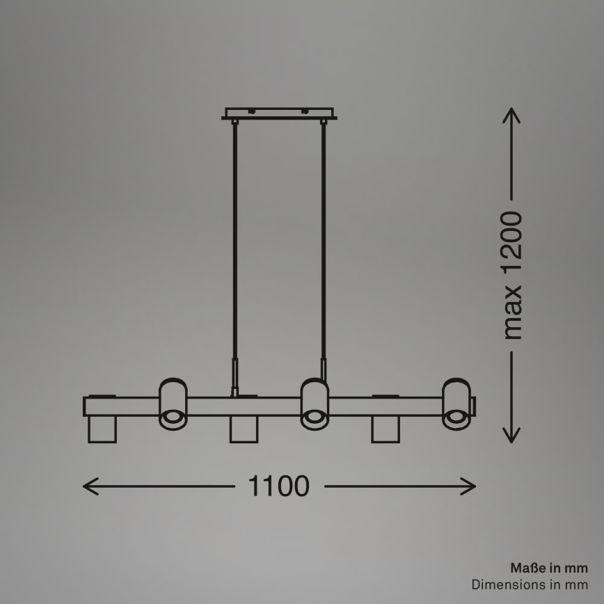 Briloner 4059065 - Полилей с кабелно окачване ERA 6xGU10/10W/230V, черен