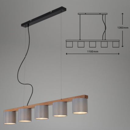 Briloner 4075-054 - Полилей на кабел 5xE14/25W/230V