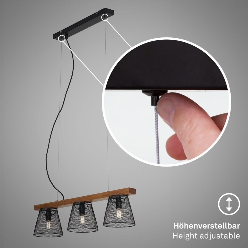 Briloner 4077-035 - Пендел WOOD & STYLE 3xE14/25W/230V каучуково дърво