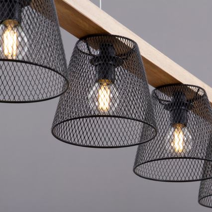 Briloner 4077-055 - Полилей на кабел WOOD & STYLE 5xE14/25W/230V каучукова дървесина