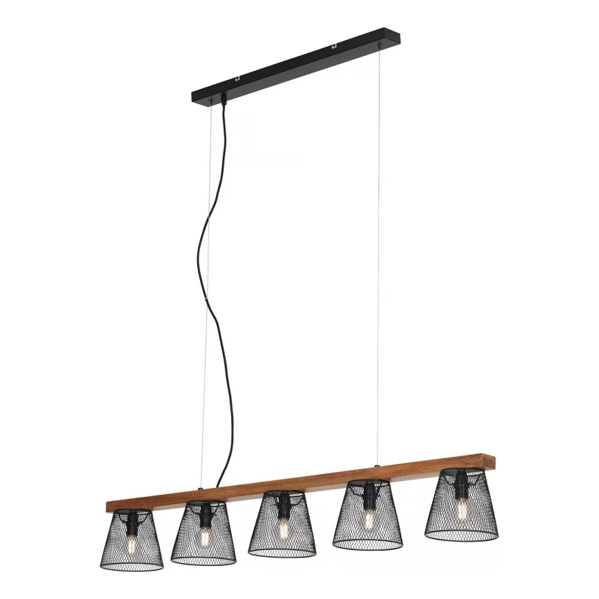 Briloner 4077-055 - Полилей на кабел WOOD & STYLE 5xE14/25W/230V каучукова дървесина