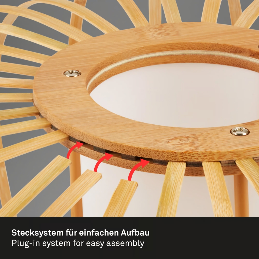 Briloner 4759011 - Полилей на кабел 1xE27/10W/230V черен/бамбук