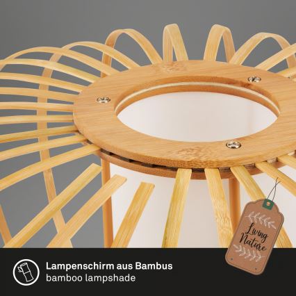 Briloner 4759031 - Полилей на кабел 3xE27/10W/230V черен/бамбук