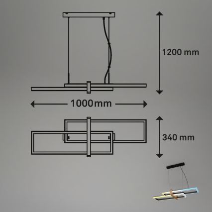 Briloner 4768015 - Димируем LED полилей на кабел LED/44W/230V 2700-6500K 100 cm + дистанционно управление