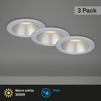 Briloner 7041-034 - К-кт 3x LED Лампа за вграждане в баня LED/4,9W/230V IP44 сребрист
