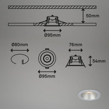 Briloner 7041-034 - К-кт 3x LED Лампа за вграждане в баня LED/4,9W/230V IP44 сребрист