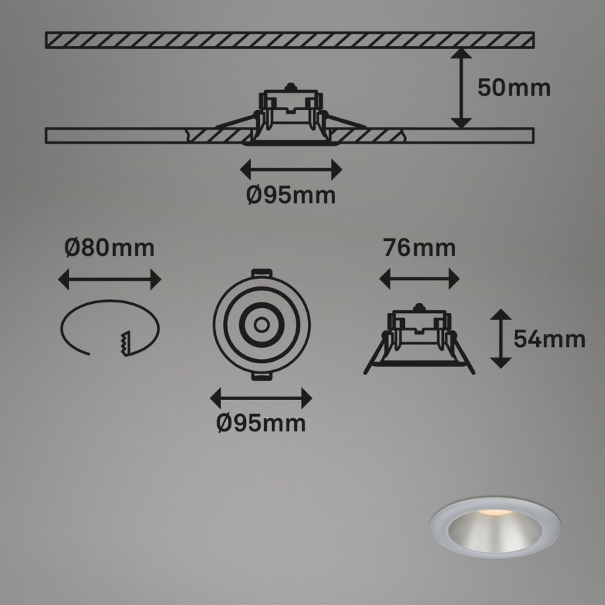 Briloner 7041-034 - К-кт 3x LED Лампа за вграждане в баня LED/4,9W/230V IP44 сребрист