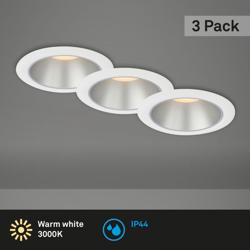 Briloner 7041-036 - К-кт 3x LED Лампа за вграждане в баня LED/4,9W/230V IP44 бял
